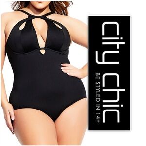 City Chic Black Cancun Underwire 1 Piece Swimsuit